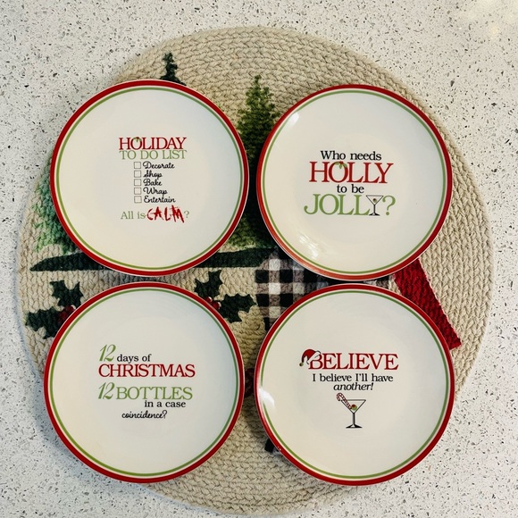 Certified International Other - Holiday Dessert/Trinket/Candy Glass Plates - Set of 4